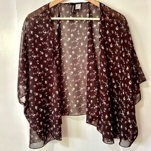 Divided| H&M| Black Sheer Floral Open Cardigan Wrap Coverup Sz L